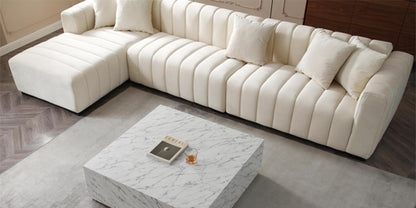 139'' Channel Tufted Sofa Velvet Upholstered Left Chaise Modular Sofa