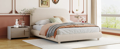 Teddy Fleece Upholstered Platform Bed with Thick Fabric, Solid Frame