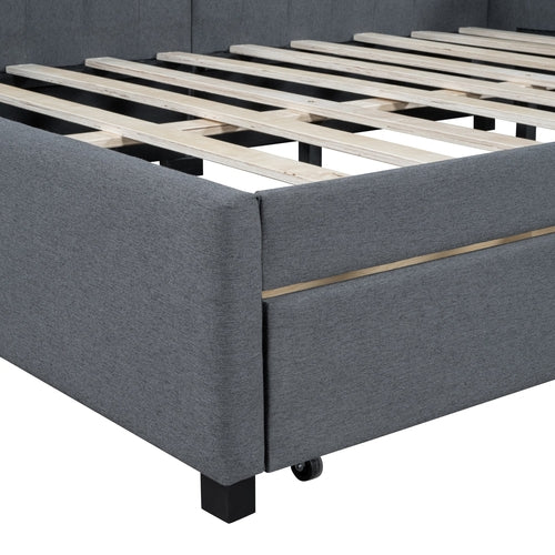 Full Size Upholstered Daybed with 2 Storage Drawers Sofa Bed Frame No