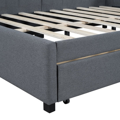 Full Size Upholstered Daybed with 2 Storage Drawers Sofa Bed Frame No