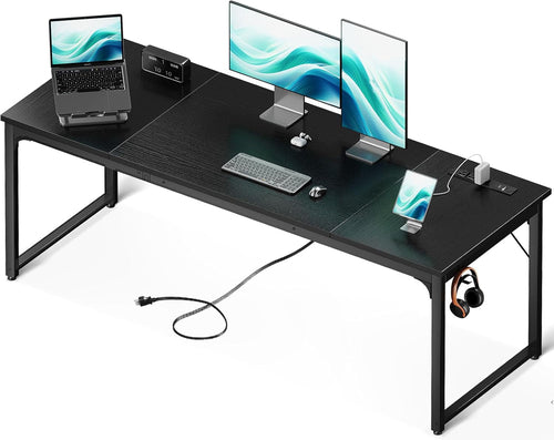 71 Inch Computer Desk with USB Ports, Large Office Desk, Long Study