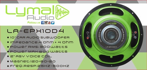 LA-EPX10D4 10" Subwoofer 600 Watts DVC 4-Ohm
