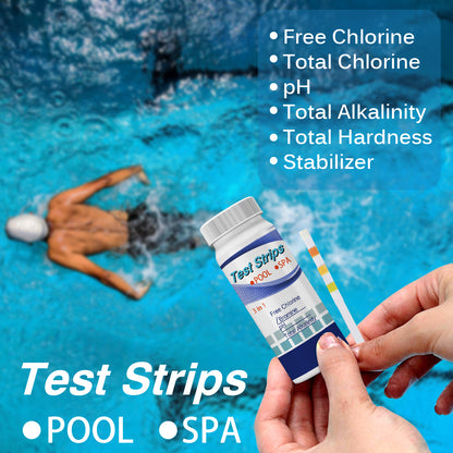 Yegbong Test Strips, Swimming Pool Speed Residual Chloric Acid Base Number Total Alkalinity Total Hardness Water Quality Test Paper