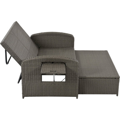 Outdoor Chaise Lounge Rattan White with Adjustable Design for Patio,