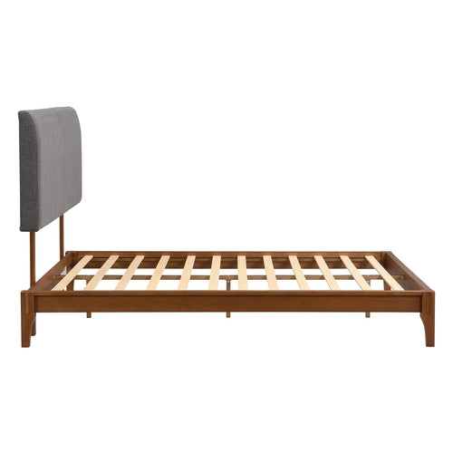 Full Size Solid Dry Bamboo Wood 12 Inch Platform Bed, with Gray Curved