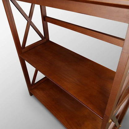 Shelf Bookcase With X Design Three Shelf Storage For Books