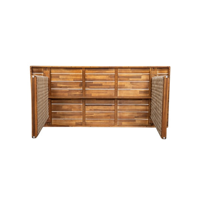 Outdoor Acacia Wood Dining Table, Teak Finish with Wicker