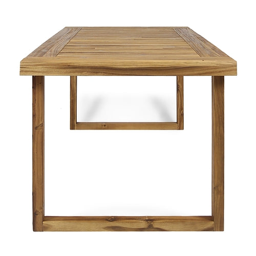 Outdoor Acacia Wood 7 Piece Dining Set with Cushions, Sandblasted