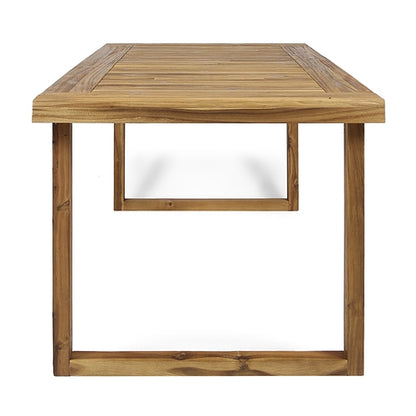 Outdoor Acacia Wood 7 Piece Dining Set with Cushions, Sandblasted