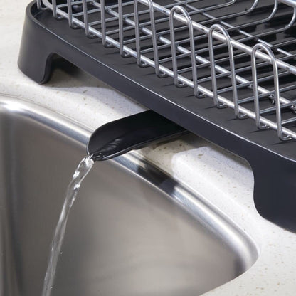 mDesign Alloy Steel Sink Dish Drying Rack Holder with Swivel Spout
