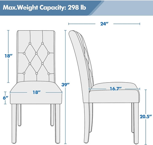 Dining Chairs Set of 6 White Leather Seat Solid Wood Legs