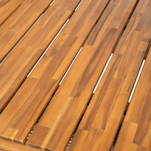 Outdoor Acacia Wood Dining Table, Teak Finish with Wicker