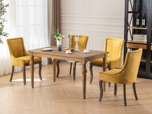 Ultra Side Dining Chair, Thickened Fabric with Solid Wood Legs and