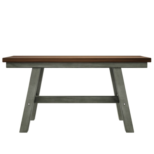 6-Piece Wood Dining Table Set with Long Bench and 4 Dining Chairs,