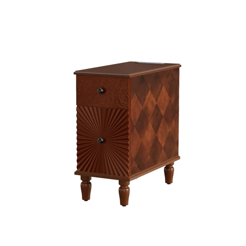 2 Drawer Modern Sofa Side Table, Narrow Side Table, Slim Nightstand
