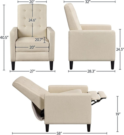 Fabric Recliner Chair Mid Century Modern With Durable Polyester