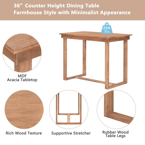 Farmhouse Counter Height 5-Piece Dining Table Set with 1 Rectangular