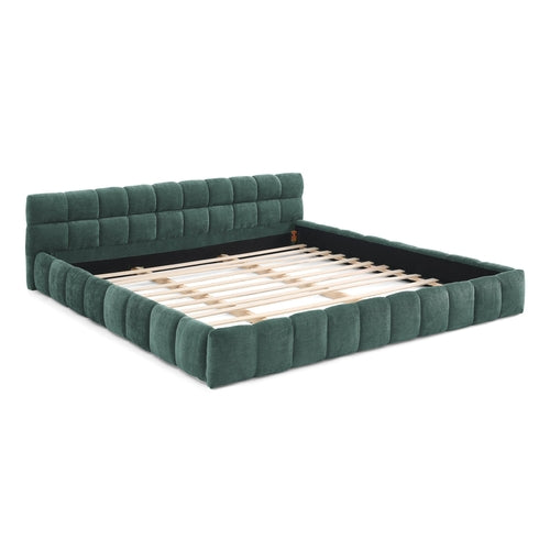 Upholstered Bed Frame with Thick Chenille Fabric, Grounded Platform