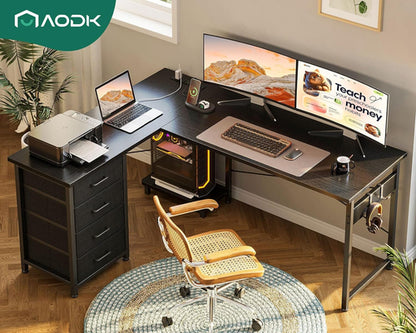 53 Inch L Shaped Gaming Desk With USB Ports For Home Office