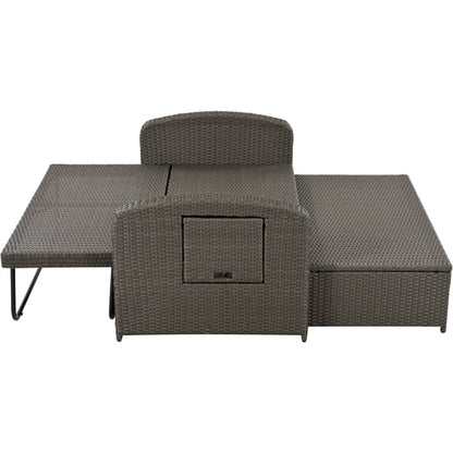Outdoor Chaise Lounge Rattan White with Adjustable Design for Patio,