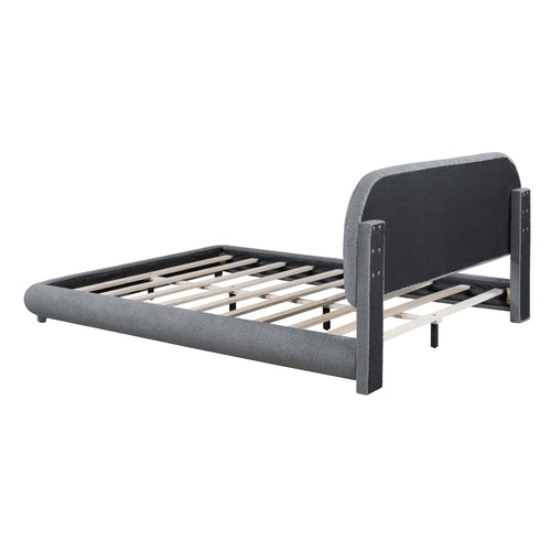 Teddy Fleece Upholstered Platform Bed with Thick Fabric, Solid Frame