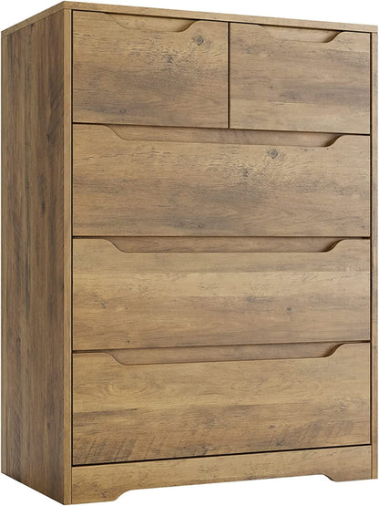 Rustic Brown 5 Drawer Dresser For Bedroom Organization