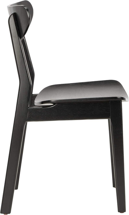 Retro Black Wood Dining Chair Set Of 2 For Home Dining