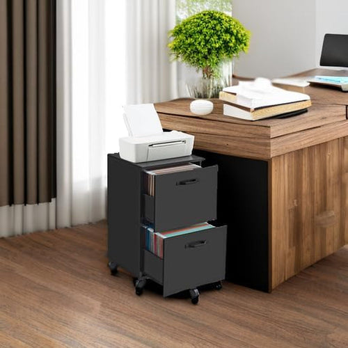 2-Drawer File Cabinet Matte Black For Home Office And Printer Stand