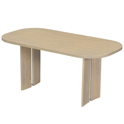 Solid Wood Dining Table Set with Bench - 6-Piece Upholstered