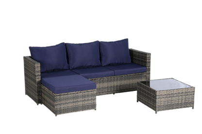 2 Piece Outdoor L-Shaped Wicker Patio Set – Sectional Sofa with