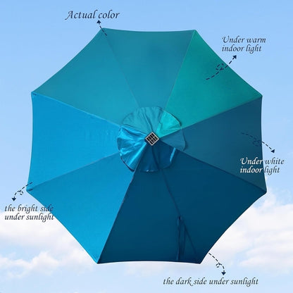 9 Ft Solar LED Patio Umbrella With Tilt And Crank Cerulean