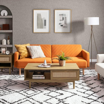 Chloe Futon Sofa Bed With Tapered Legs Adjustable Back