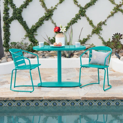 Santa Monica 3-Piece Outdoor Bistro Set – Modern Iron Patio Dining Set