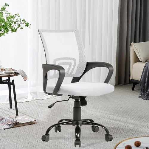 Ergonomic White Office Chair With Lumbar Support For Home