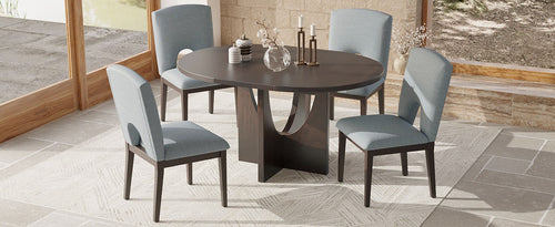 Modern 5-Piece Extendable Round Dining Table Set with 16.2inch