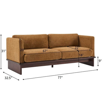 77" Modern Boucle Sofa – 3-Seater Upholstered Couch with Solid Wood
