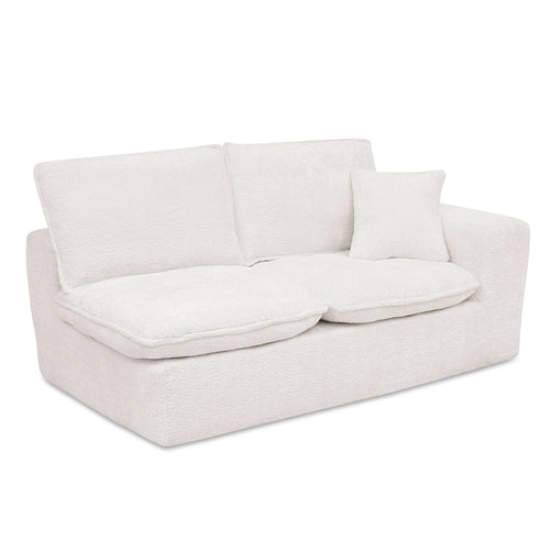 Modern Boucle L-Shaped Sectional Sofa with Two Moveable Ottomans,