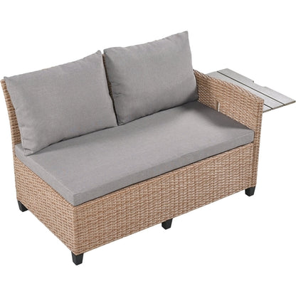 5-Piece Outdoor Patio Rattan Sofa Set, Sectional PE Wicker L-Shaped