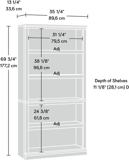 Five Shelf Bookcase In Select Cherry Finish With Adjustable Shelves