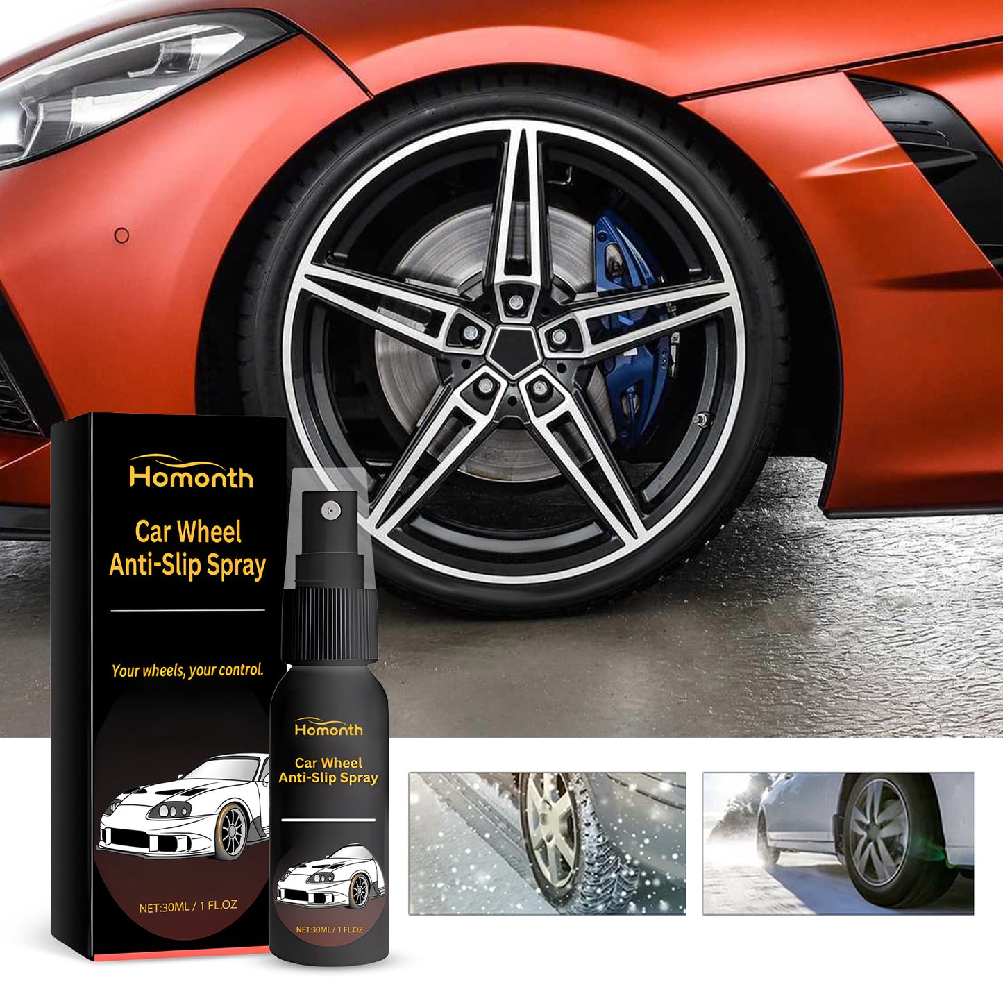 Car Wheel Anti-Slip Spray, Car Wheel Cleaning Decontamination Care Repair Wheel Anti-Skid Cleaner