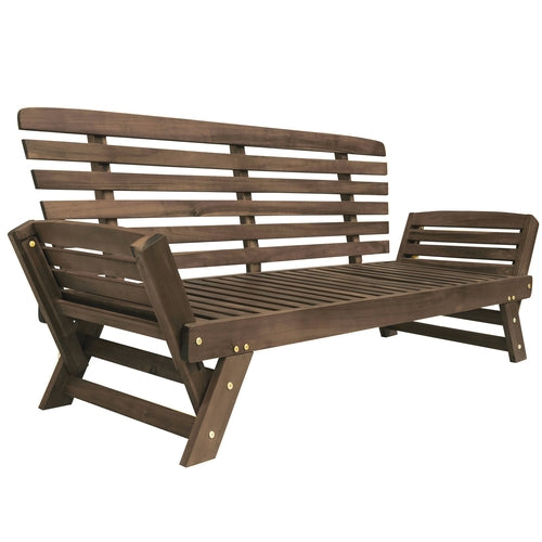 Outdoor Adjustable Patio Wooden Daybed Sofa Chaise Lounge with