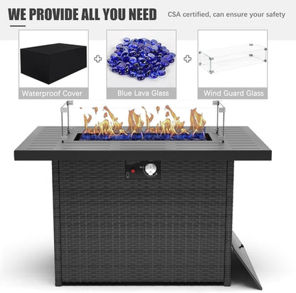 Aluminum 5 Piece Patio Furniture Set With Fire Pit Table