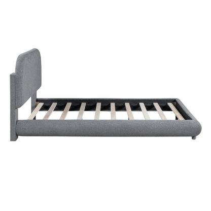 Teddy Fleece Upholstered Platform Bed with Thick Fabric, Solid Frame