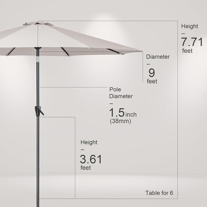 Large Patio Market Outdoor Umbrella With Push Button Tilt