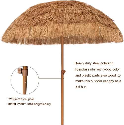 7.5ft Tiki Umbrella Thatched Cover For Beach Patio