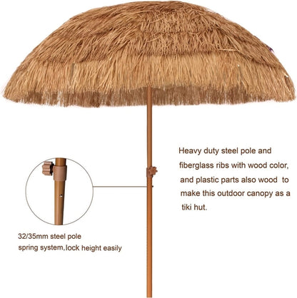 7.5ft Tiki Umbrella Thatched Cover For Beach Patio