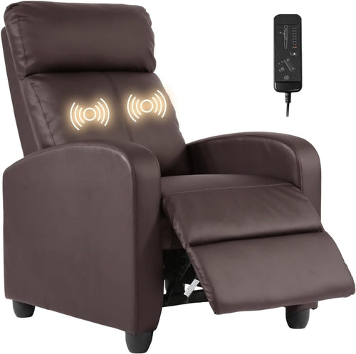 Massage Recliner Chair With Footrest And Brown PU Leather