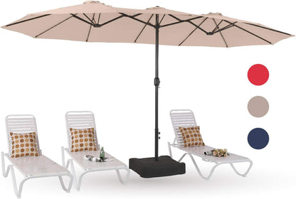 15Ft Large Patio Umbrellas with Base Included, Outdoor Double-Sided
