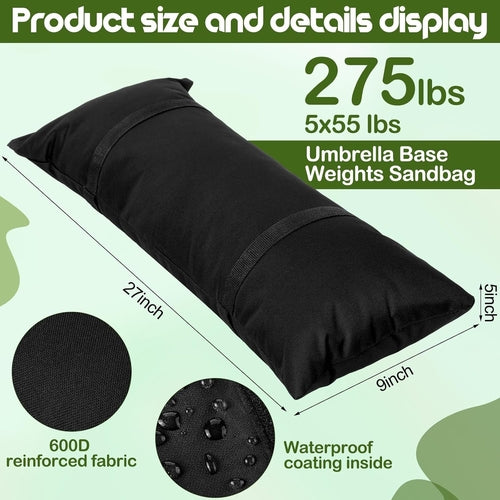 5 Pack 55 Pound Fillable Sandbags Outdoor Umbrella Bases