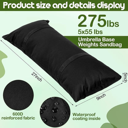 5 Pack 55 Pound Fillable Sandbags Outdoor Umbrella Bases